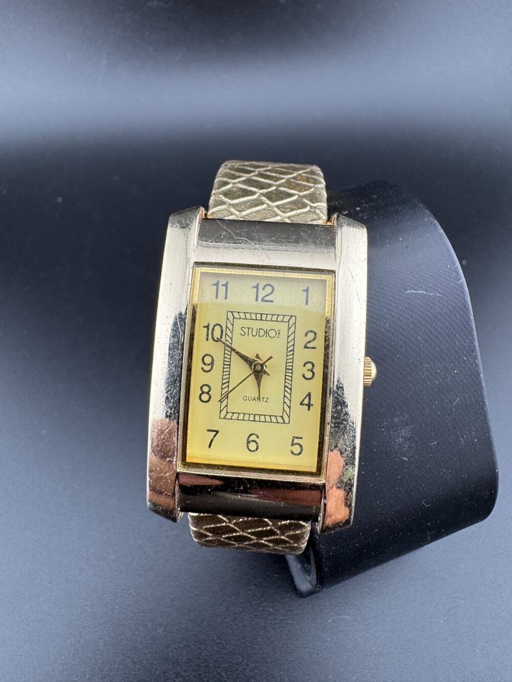 Studio Time Gold-Tone Cuff Watch, Snakeskin Texture